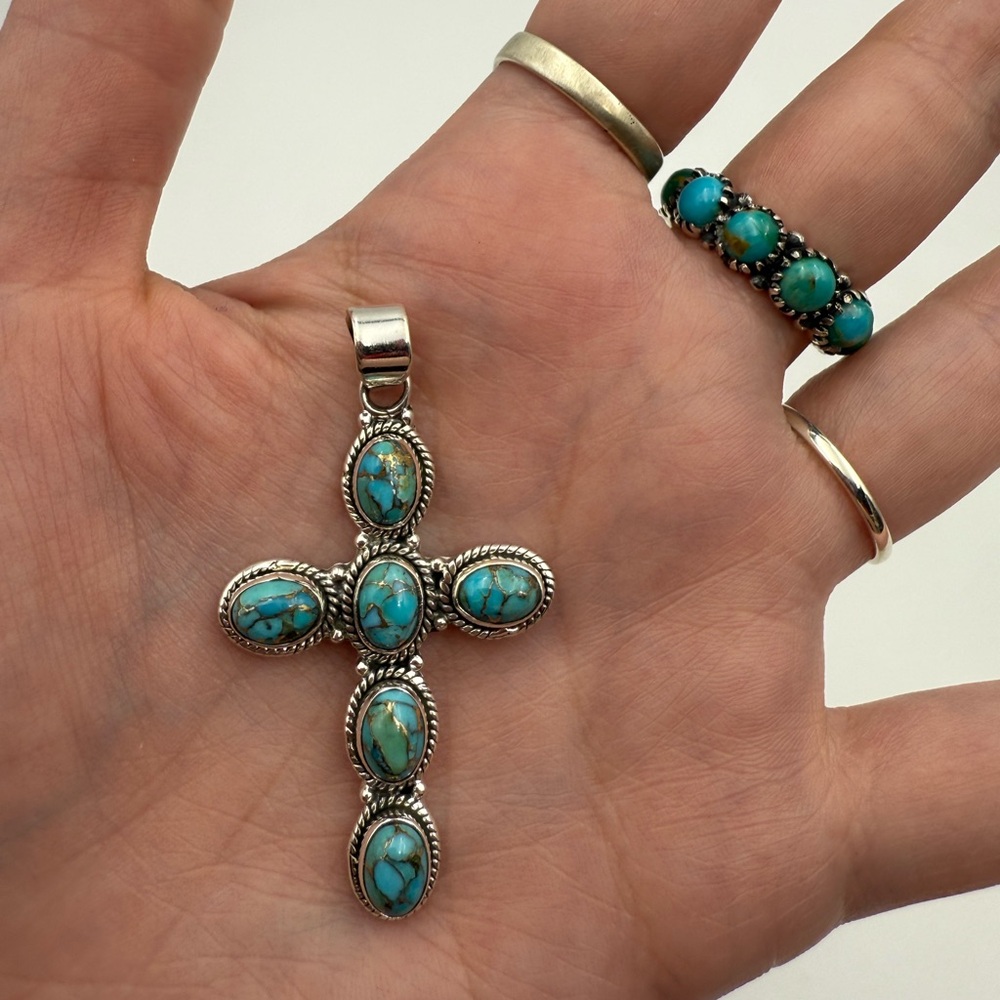 Turquoise Sterling Silver Cross Pendant